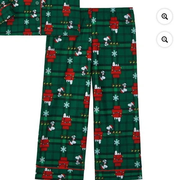 Peanuts Snoopy Girls Green Notch 2 PC Pajama Set Size Medium NWT - Picture 6 of 7
